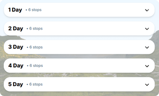 Day by day itinerary