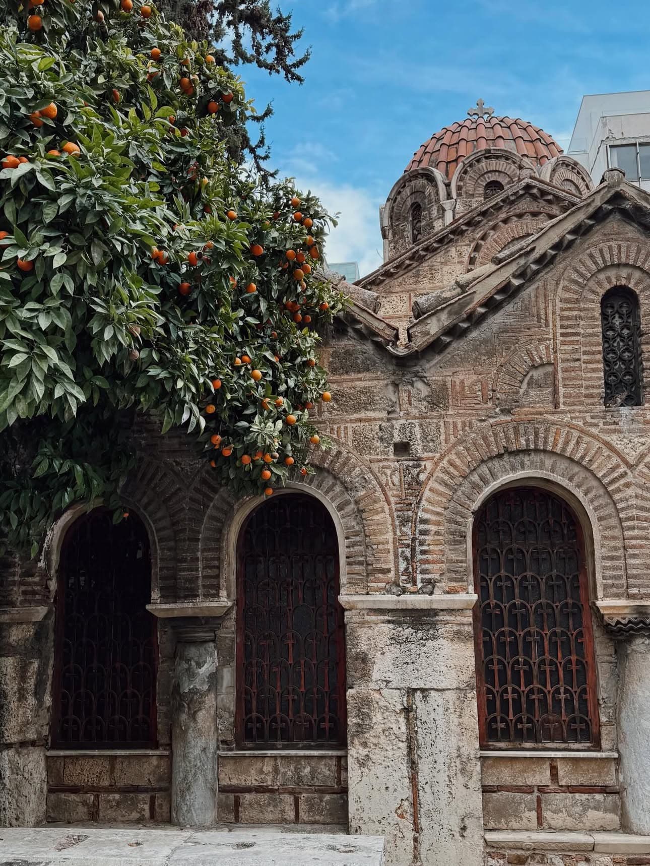 Acropolis of Athens in spring with clear blue sky