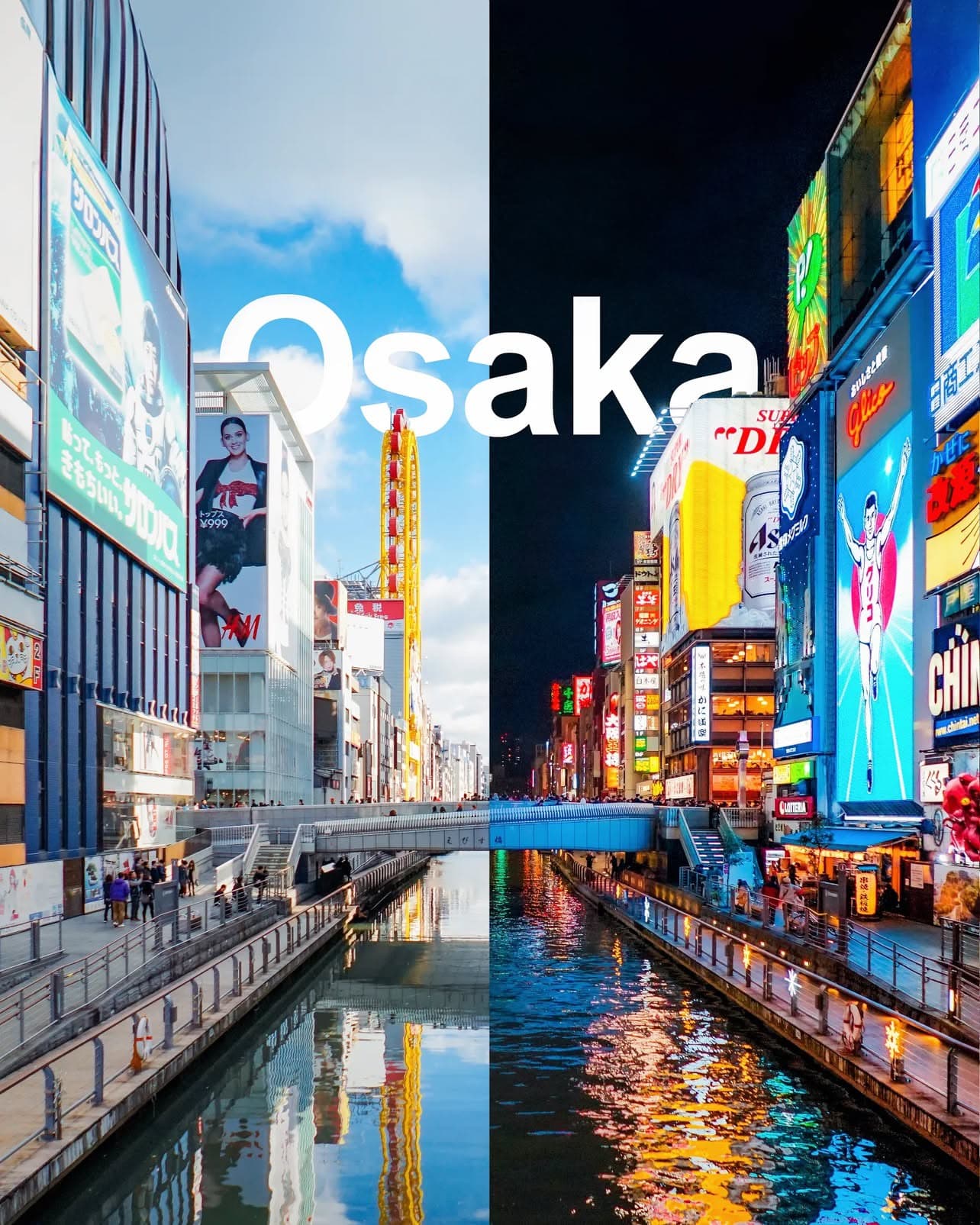 Osaka Castle surrounded by cherry trees and moat