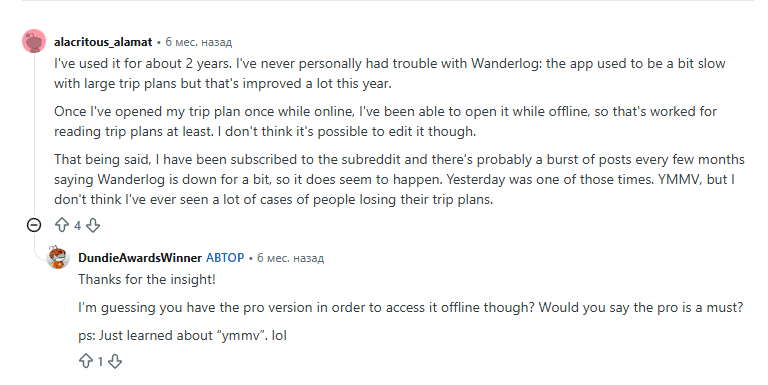 wanderlog review reddit