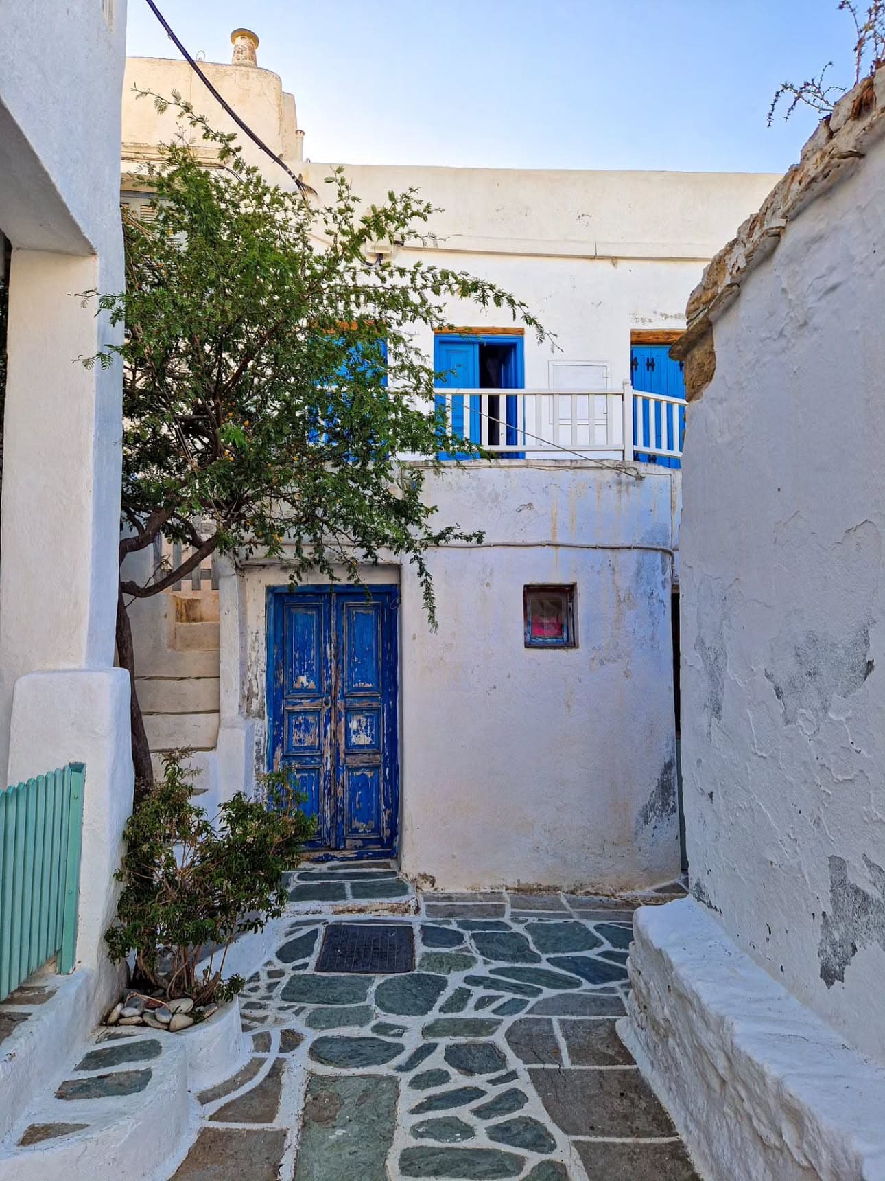 Folegandros Chora cliff-top village at sunset, Greece